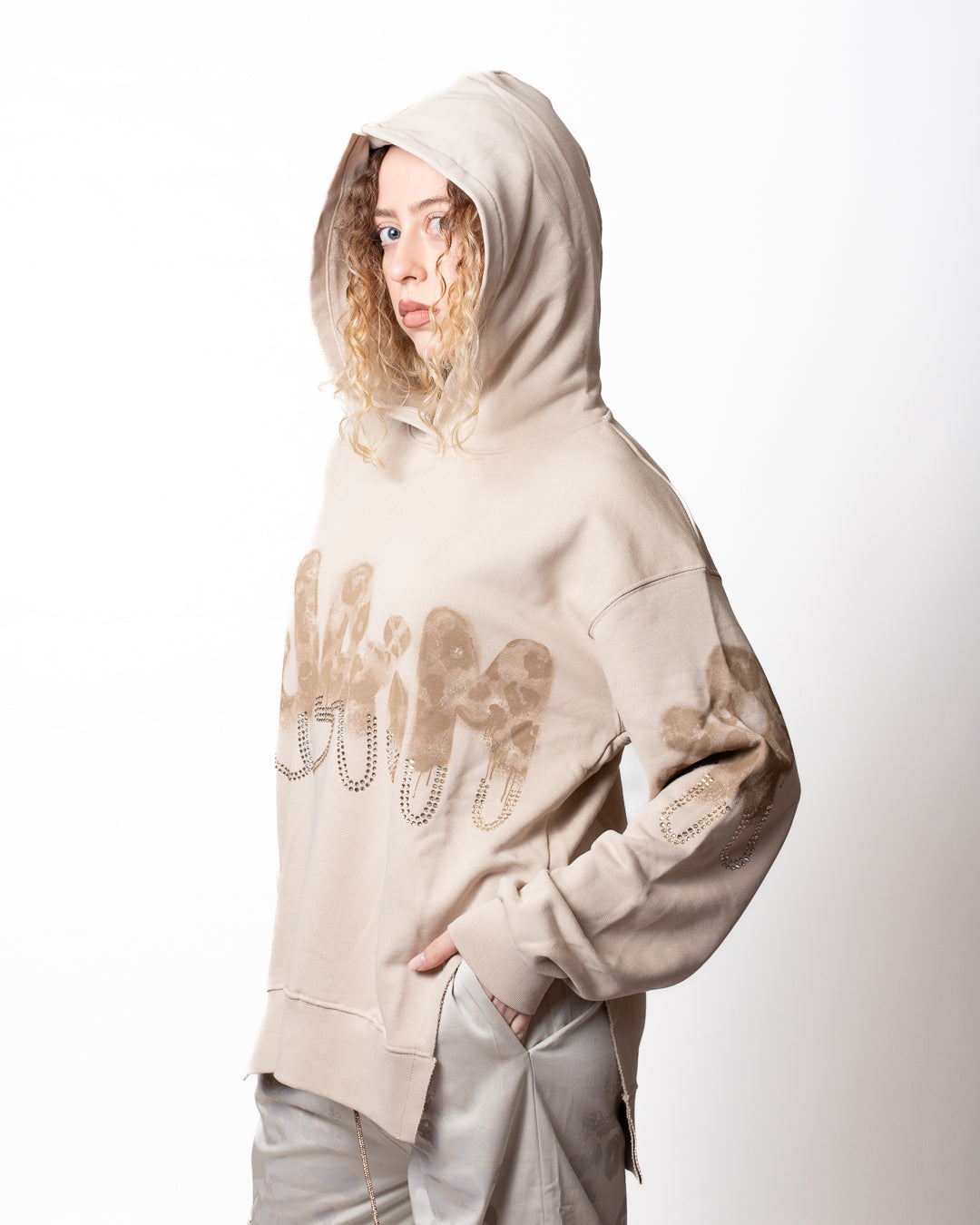 Felpa Disclaimer con logo animalier e strass donna