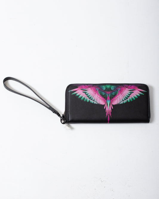 Portafoglio Marcelo Burlon in ecopelle con zip e logo wings