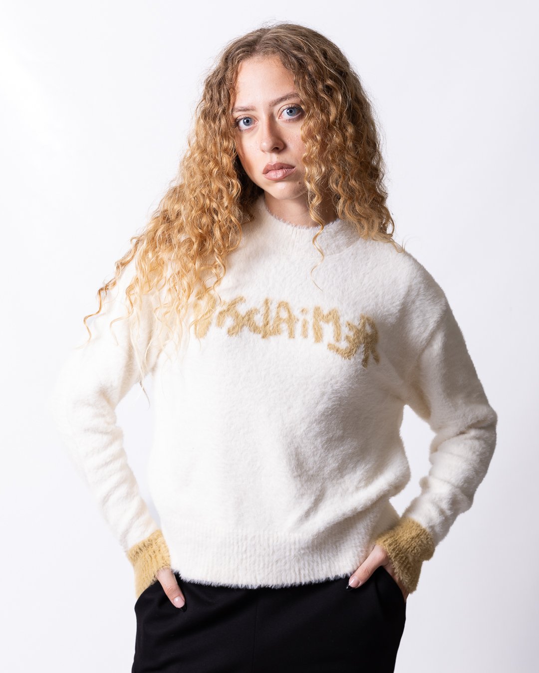 Maglia Disclaimer effetto peluche con logo