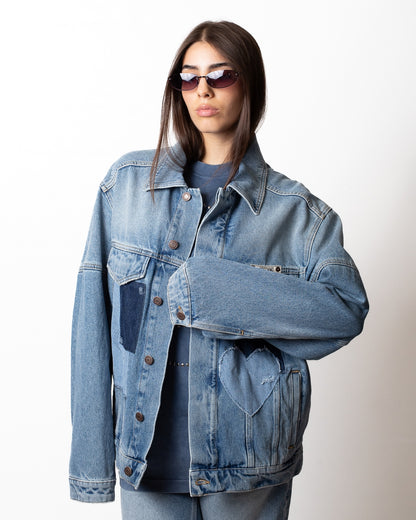 Giubbotto Moschino in denim con patch