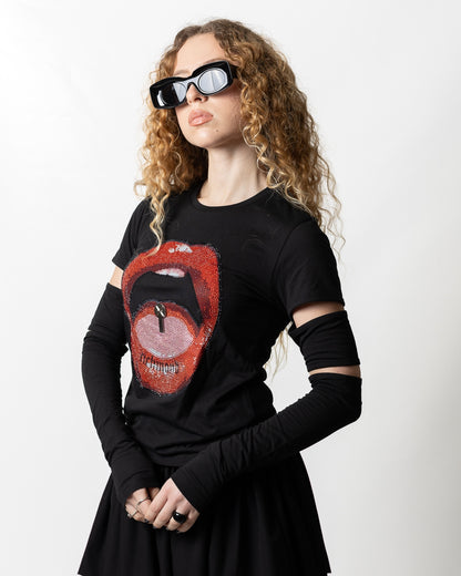 T-Shirt Richmond X con dettagli cut-out e strass donna