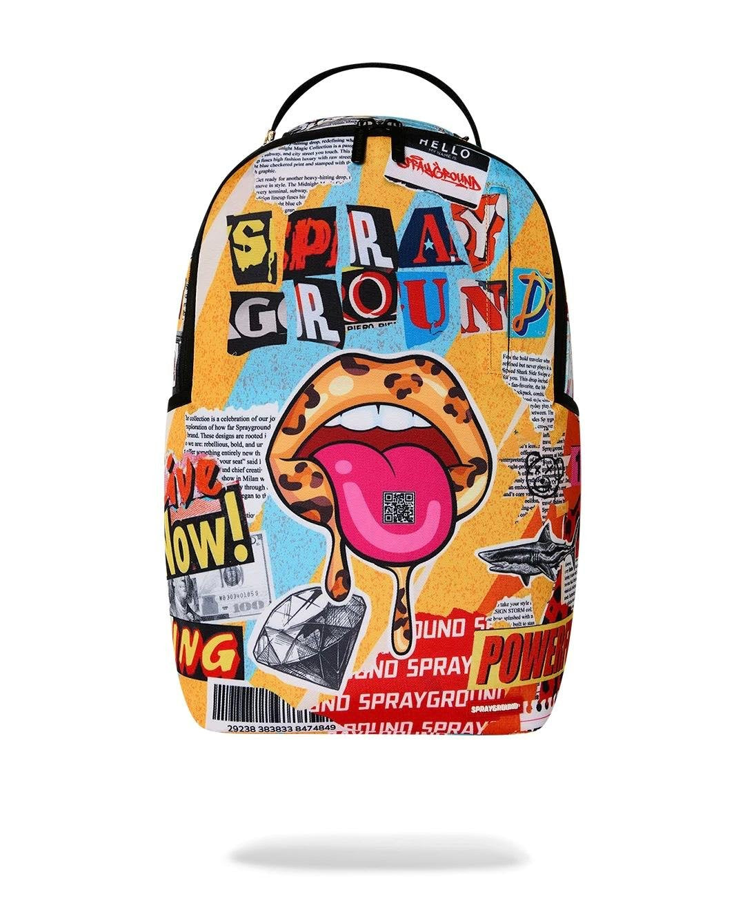 Zaino Sprayground giallo LIPS MAGAZINE COLLAGE BACKPACK 