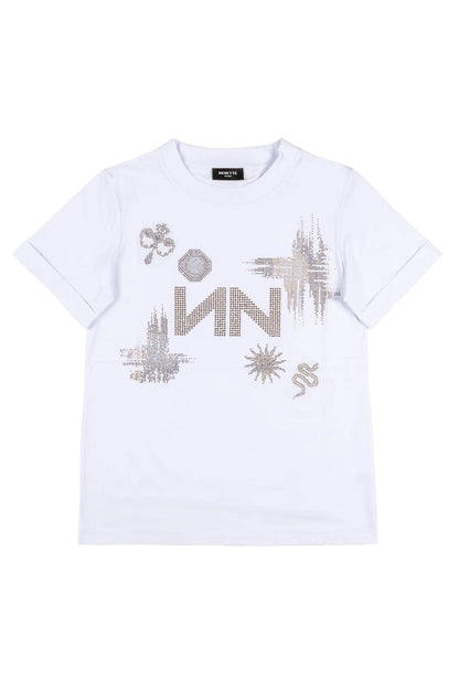 T-Shirt Nenette con logo strass donna
