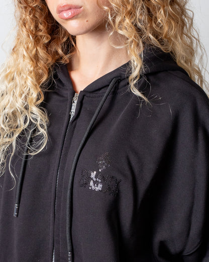 Felpa Marcelo Burlon fullzip con cappuccio e paillettes donna