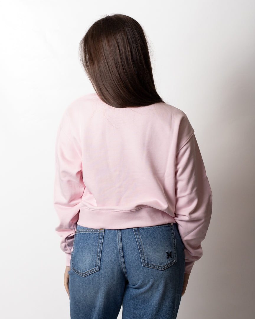 Felpa Disclaimer girocollo cropped con logo donna
