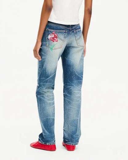Jeans Kenzo Paris con stampa decorativa e patch logo