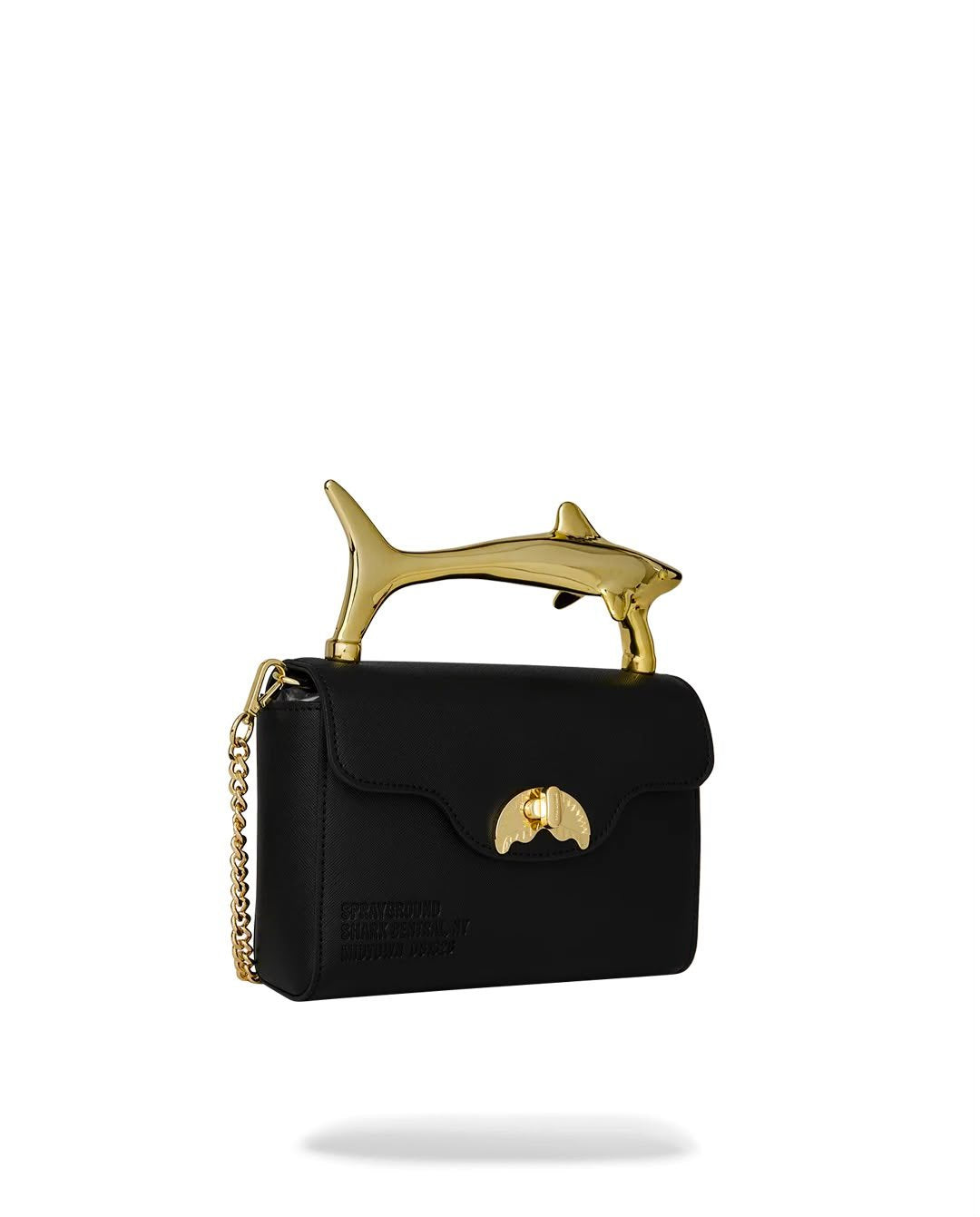 Borsa a spalla Sprayground "BLACKED OUT EMBOSSED GOLD SHARK HANDBAG"
