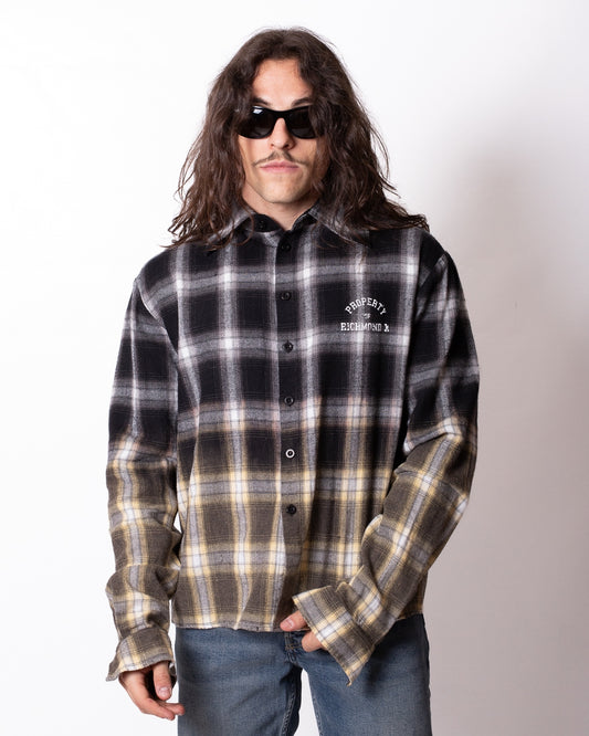 Camicia Richmond X in flanella con borchie