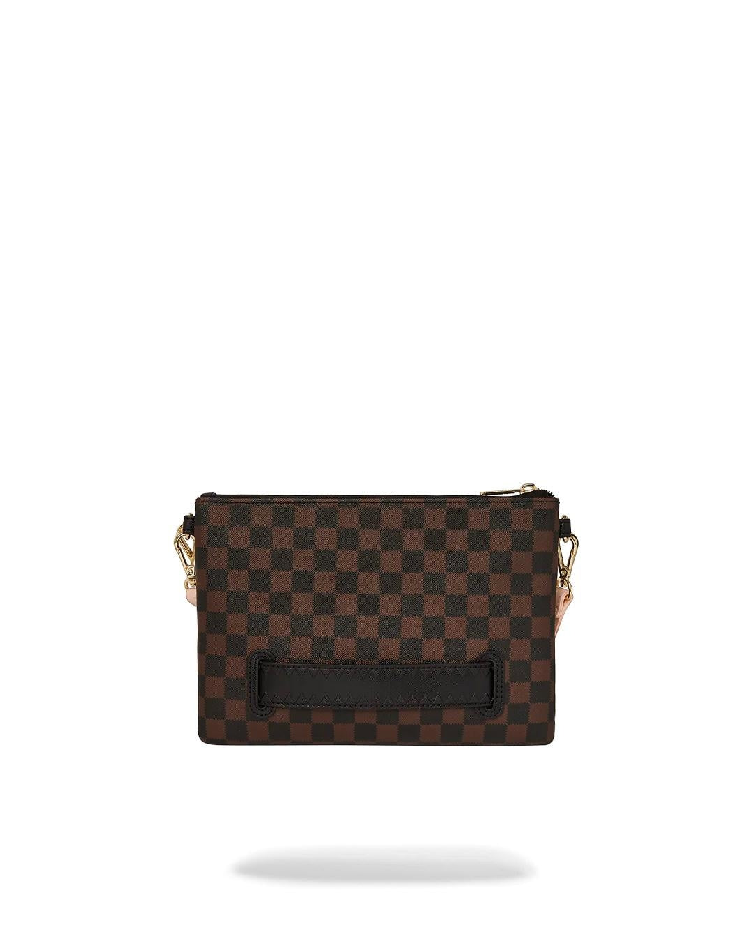 Pochette Sprayground marrone boujee strap clutch con tracolla