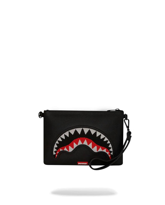 Pochette Sprayground nero fly knit mouth crossover clutch con tracolla