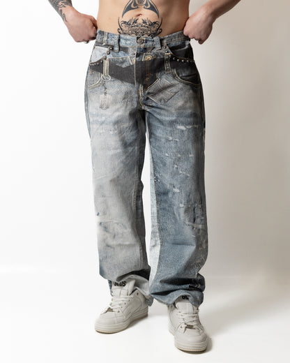 Jeans Richmond X baggy con stampa denim uomo
