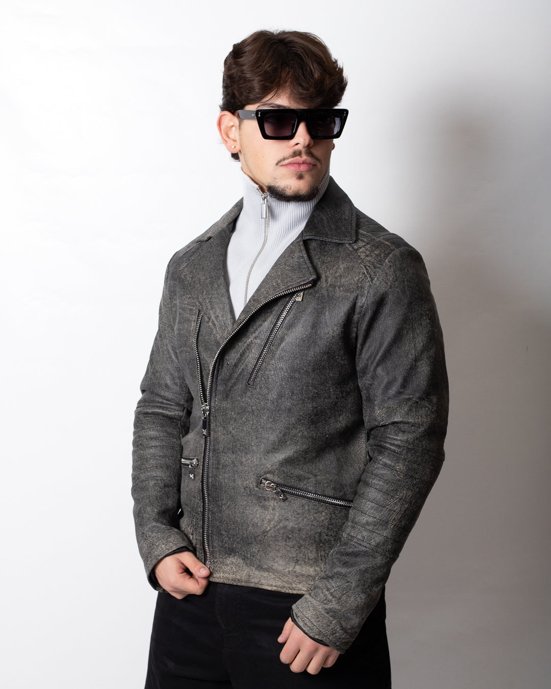 Giubbotto Richmond X biker in vera pelle uomo