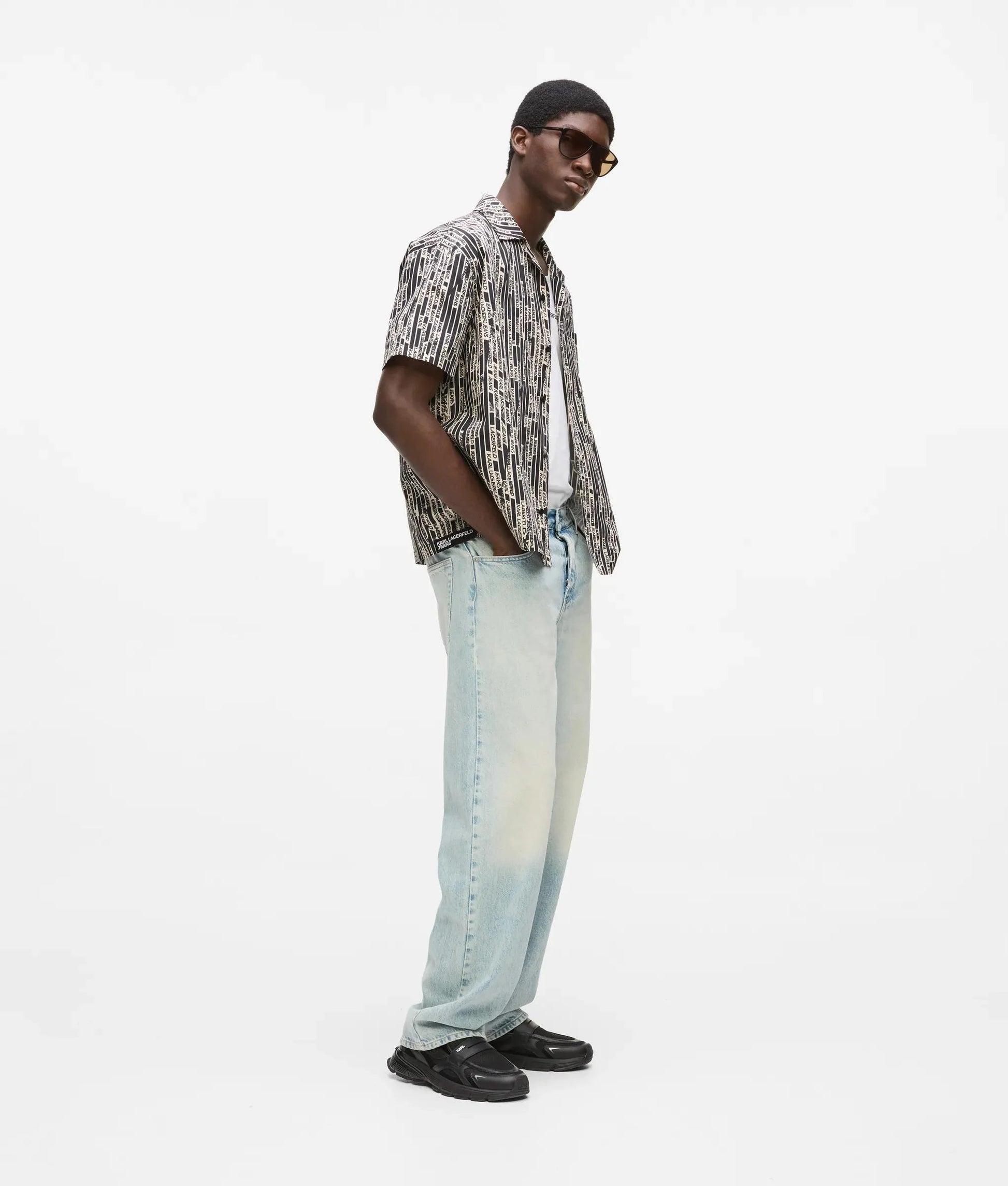 Camicia Karl Lagerfeld Jeans con stampa logata all-over uomo