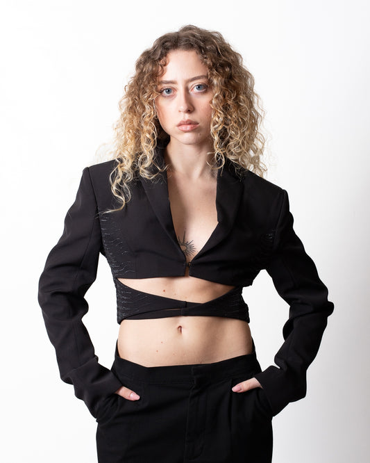Giacca blazer Just Cavalli cropped monopetto con lacci donna