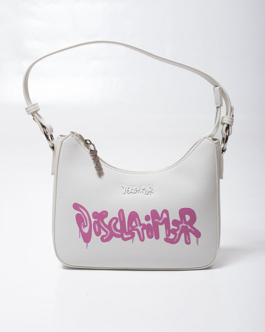 Borsa Disclaimer white con manico e stampa