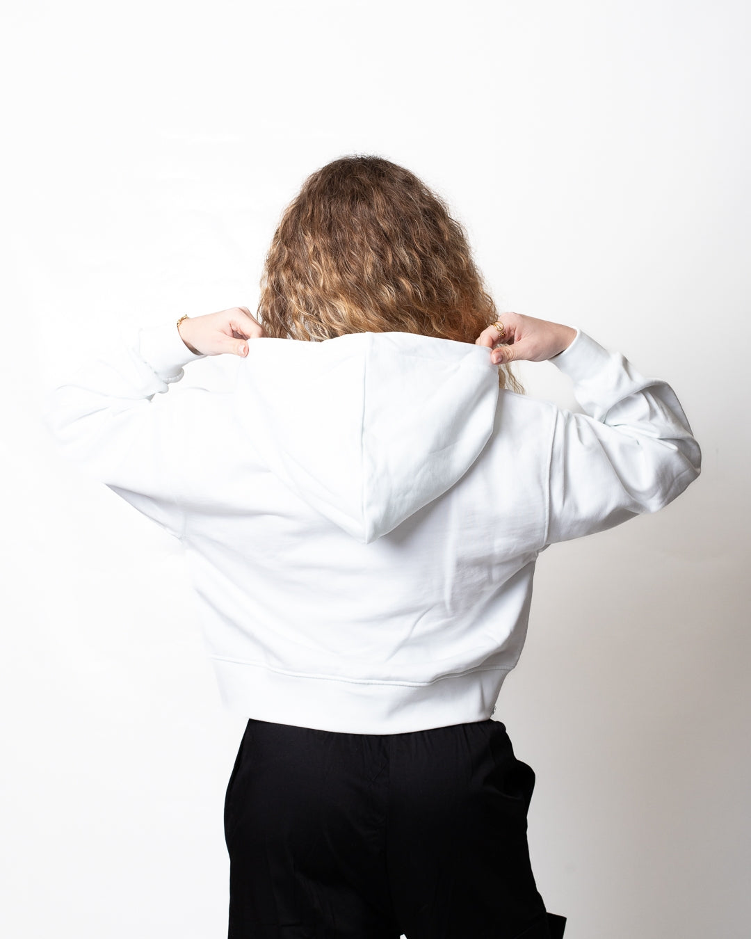 Felpa Disclaimer cropped con coulisse brillantinata donna