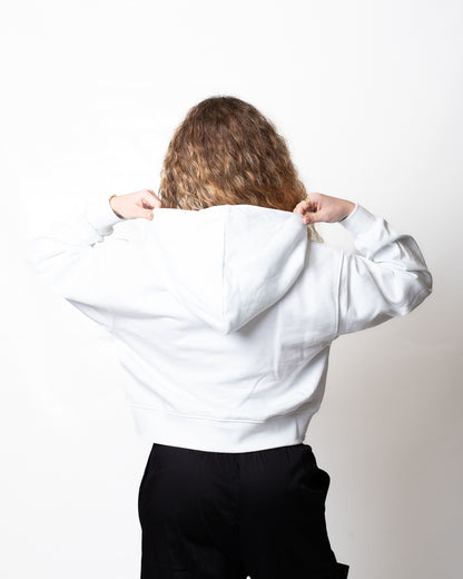 Felpa Disclaimer cropped con coulisse brillantinata donna