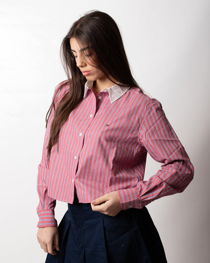 Camicia Tommy Jeans cropped a strisce donna