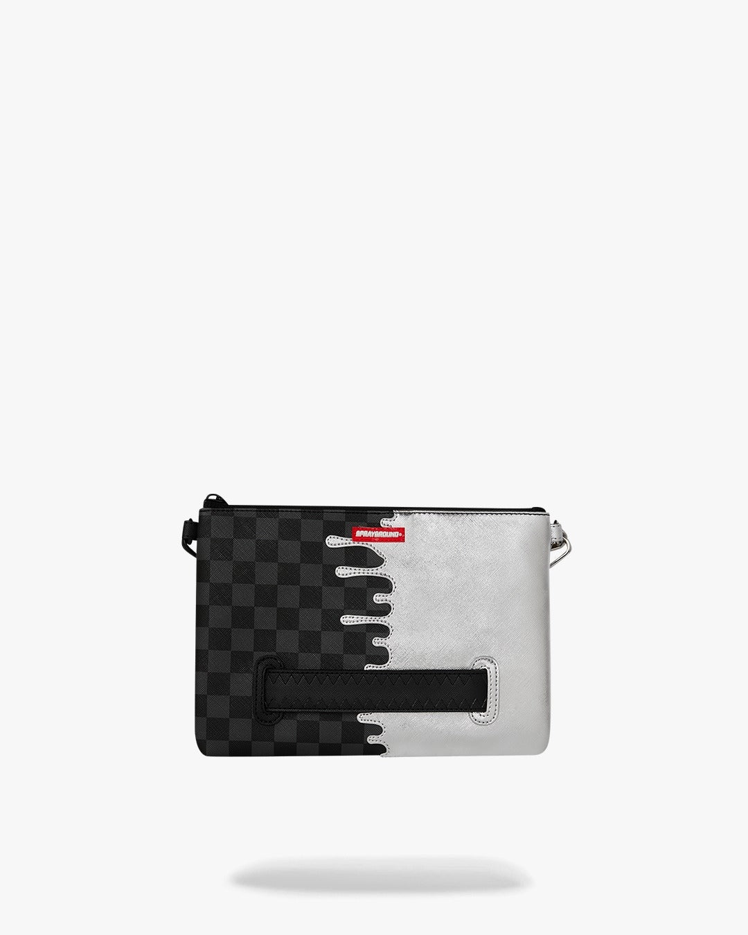 Pochette Sprayground nero SILVER SIDE DRIP BLACK CHECK CROSSBODY POUCHETTE clutch con tracolla