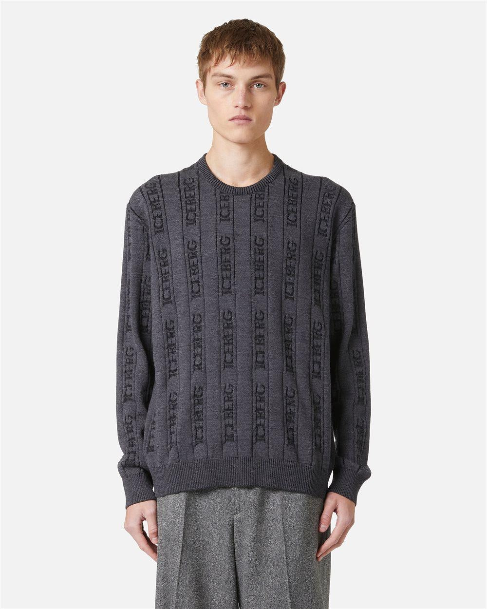 Maglia Iceberg girocollo logata jacquard all-over uomo