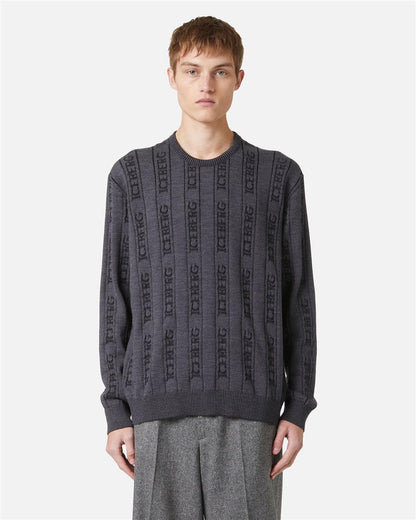 Maglia Iceberg girocollo logata jacquard all-over uomo