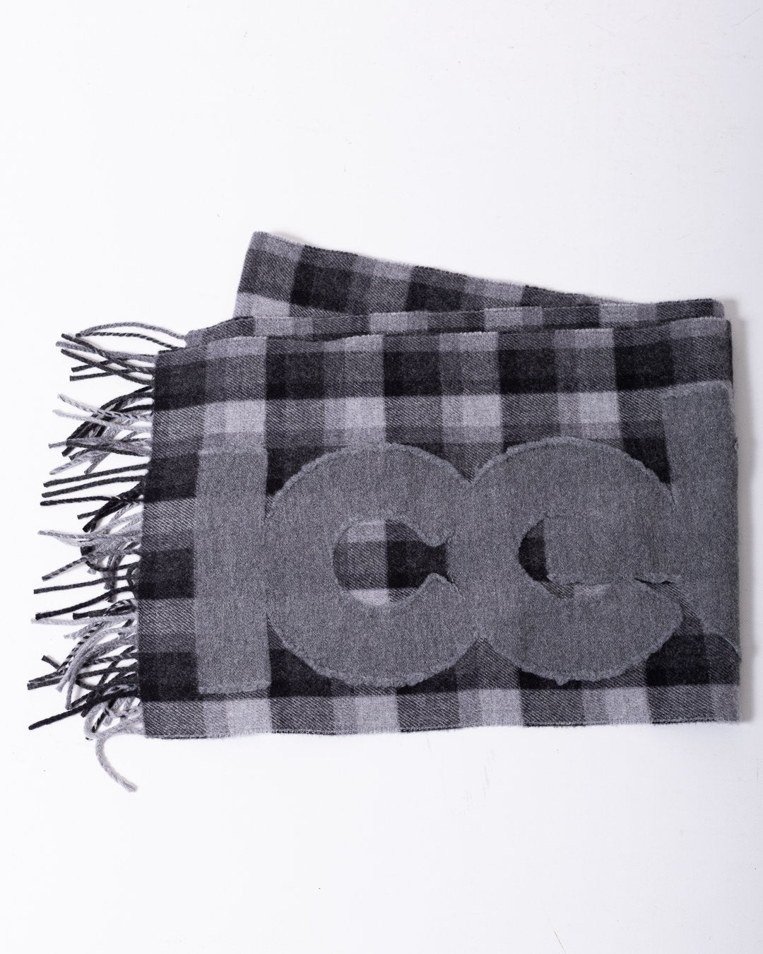 Sciarpa Iceberg in lana motivo tartan con frange e logo