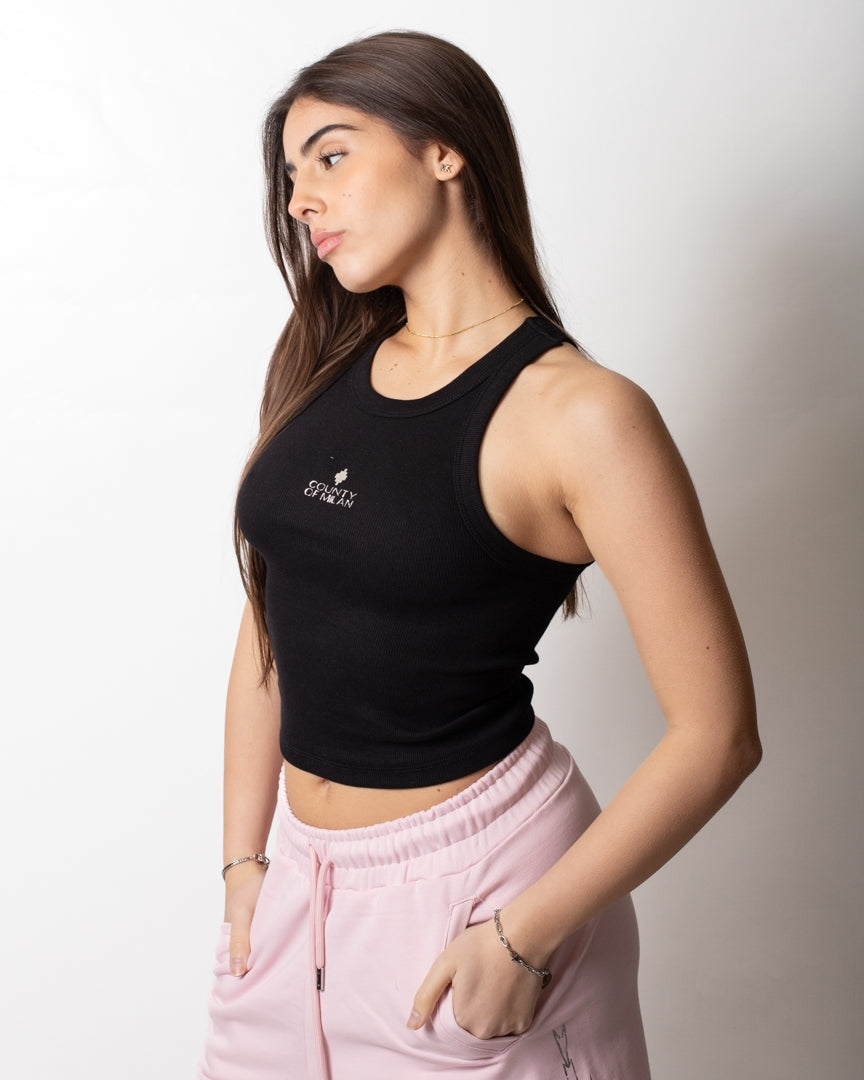 Canotta Marcelo Burlon cropped in costina donna