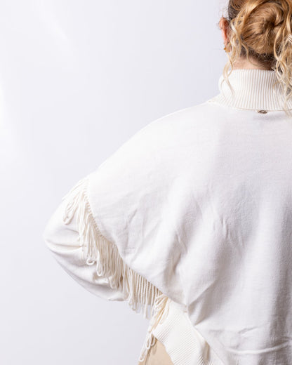 Maglia Twinset Actitude lupetto con frange donna