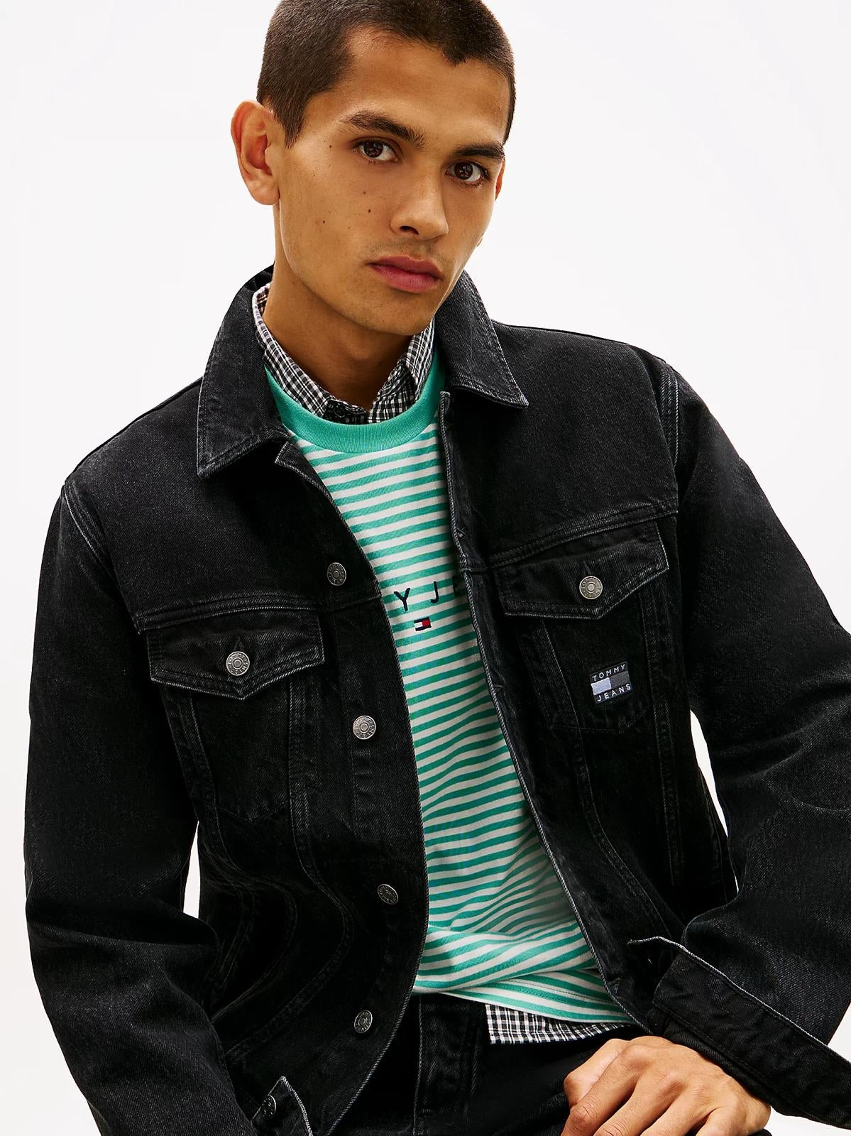Giubbotto Tommy Jeans "Traker Flag" in jeans uomo