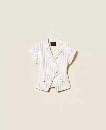 Giacca blazer Twinset Actitude doppiopetto gessata donna