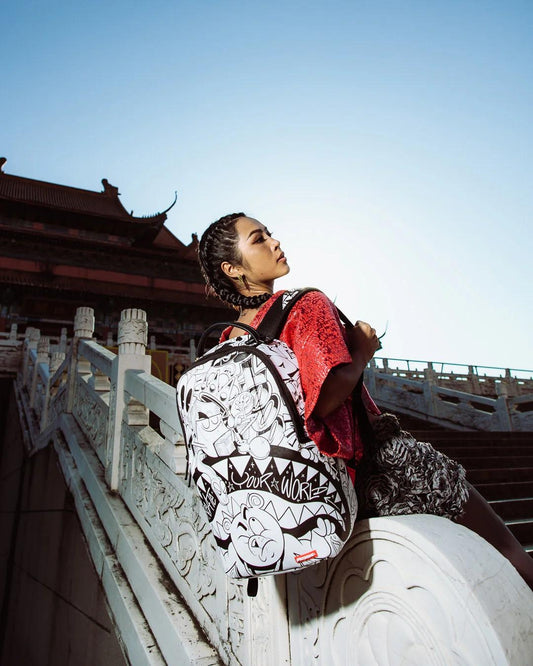 Zaino Sprayground bianco Heavy sharkmouth doodle dlxsv backpack