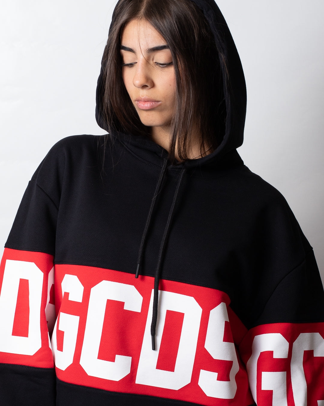 Felpa GCDS in piquet con cappuccio "Band Logo"