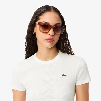 T-Shirt Lacoste "Slim Fit Ribbed" donna