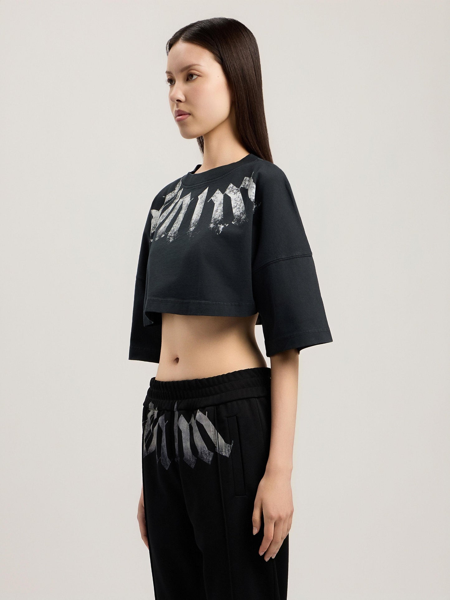 T-Shirt Palm Angels cropped "Big Neck Logo" donna