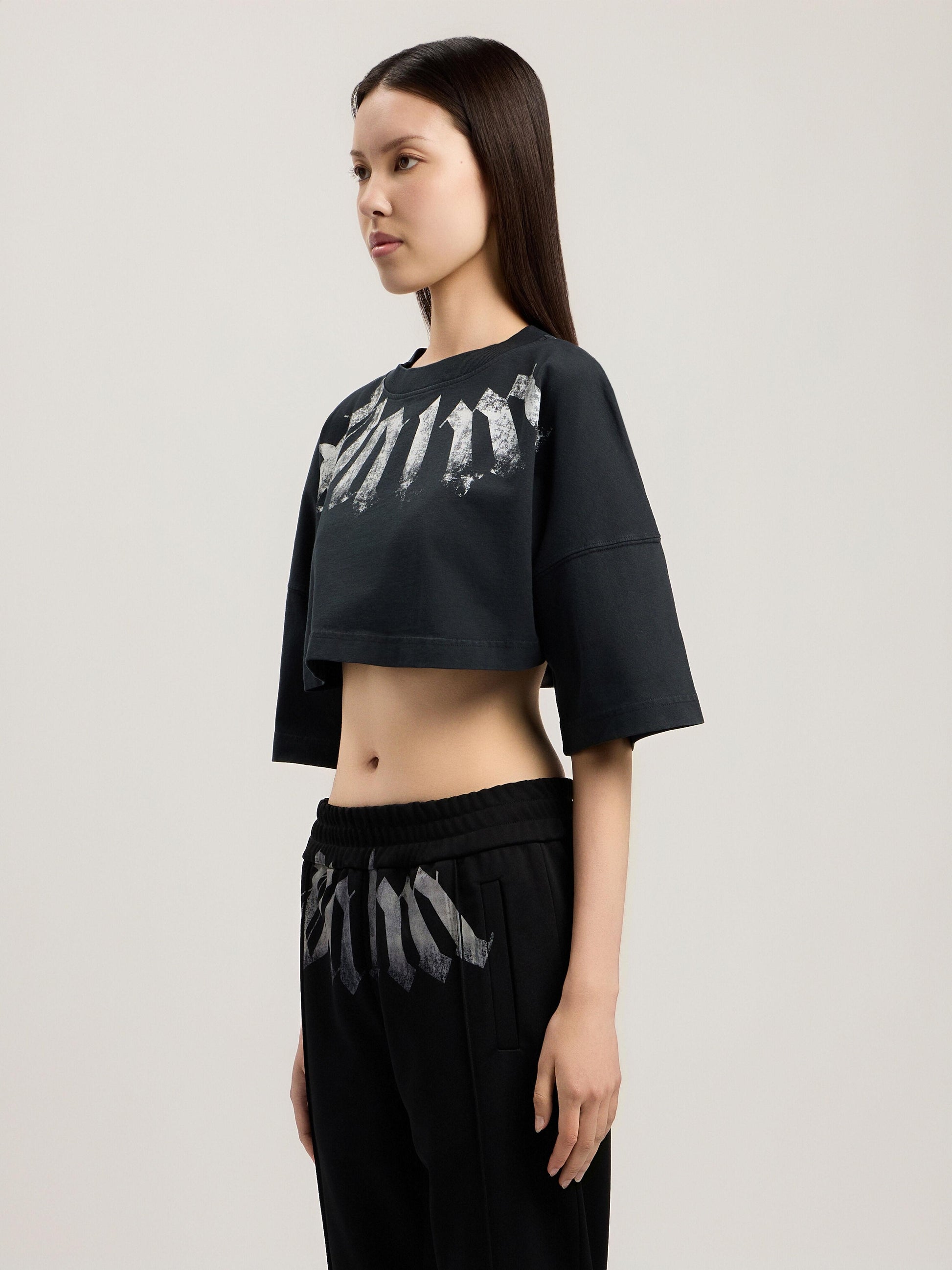 T-Shirt Palm Angels cropped "Big Neck Logo" donna