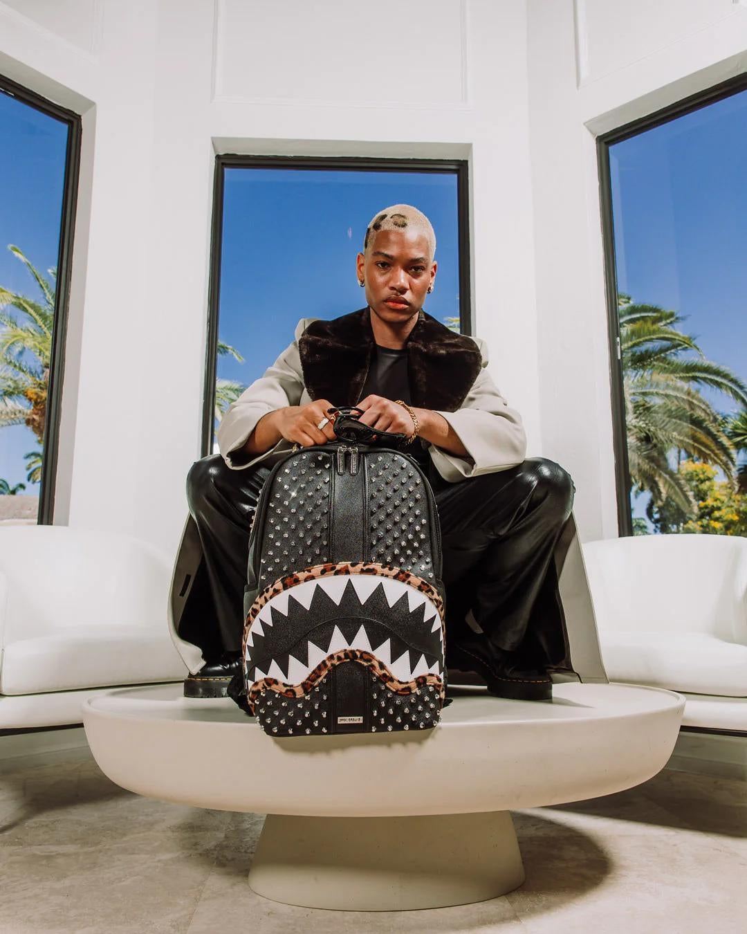 Zaino Sprayground nero Cheetah punk dlxsv backpack