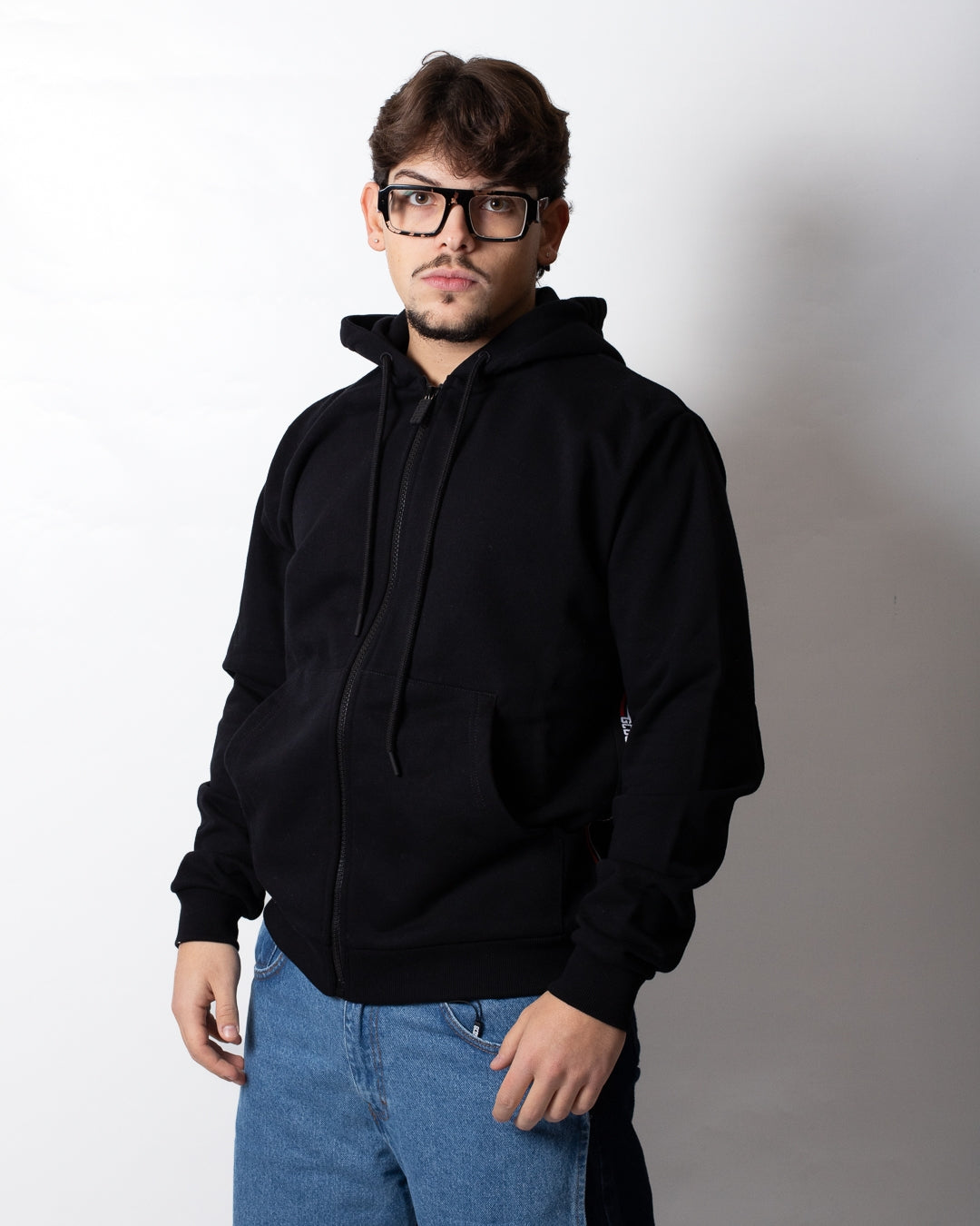 Felpa GCDS fullzip con cappuccio "Logo tape" uomo