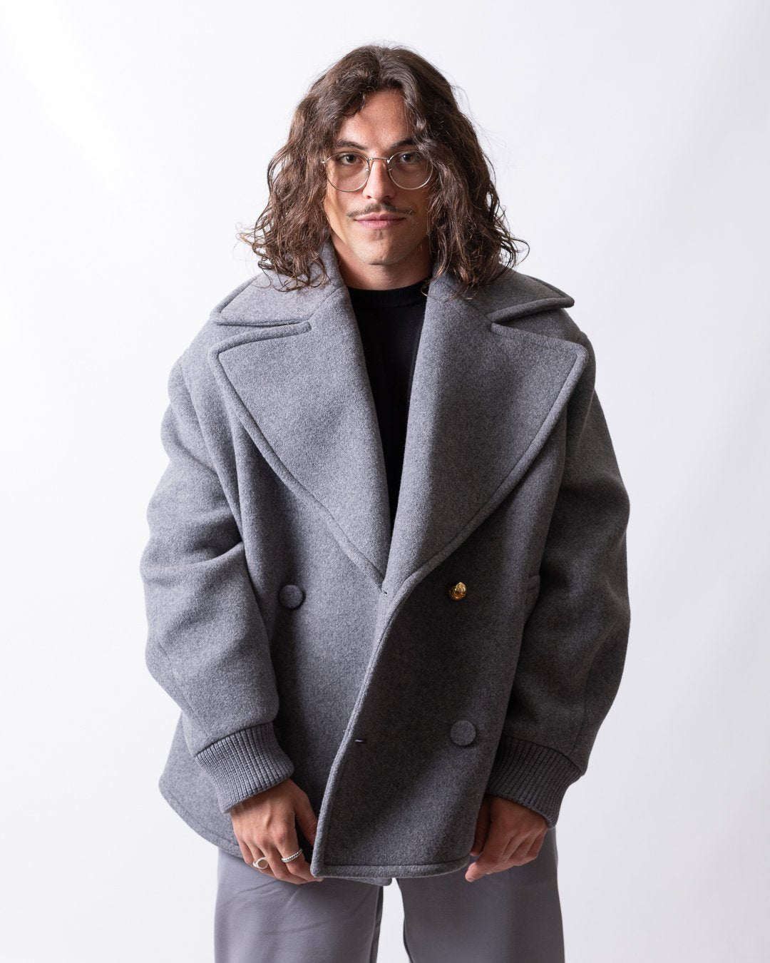 Cappotto Moschino doppiopetto in misto lana uomo