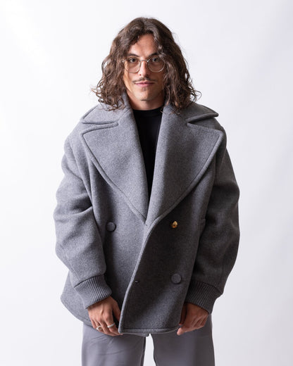 Cappotto Moschino doppiopetto in misto lana uomo