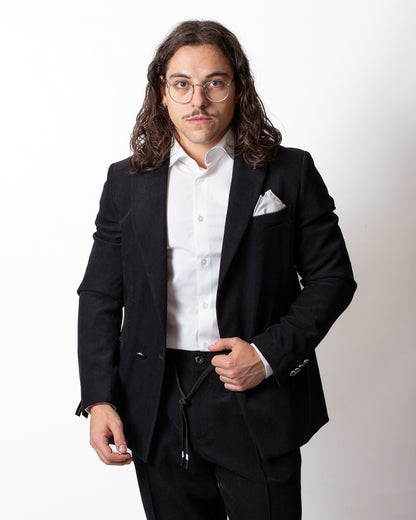 Giacca blazer Daniele Alessandrini doppiopetto in suede uomo