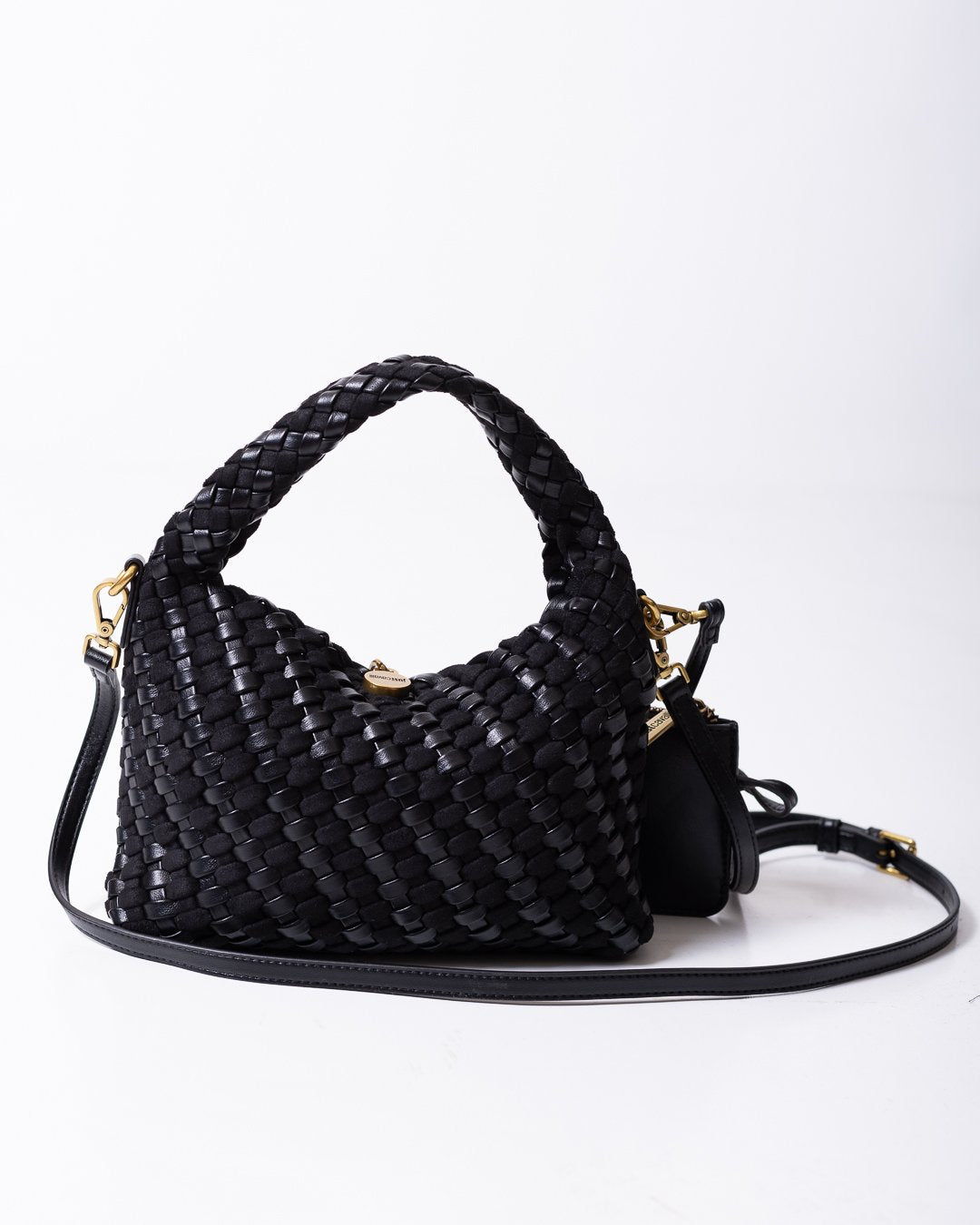 Borsa Just Cavalli in eco pelle e camoscio con logo metallico oro