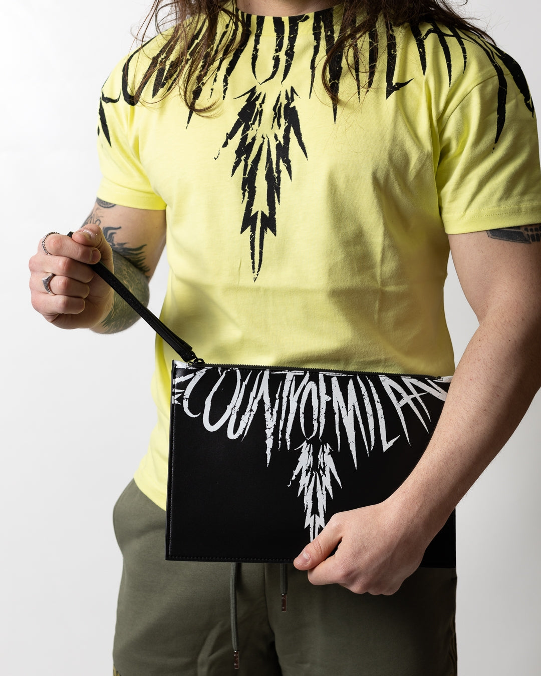 Pochette Marcelo Burlon in ecopelle "Icon Wings White" logato