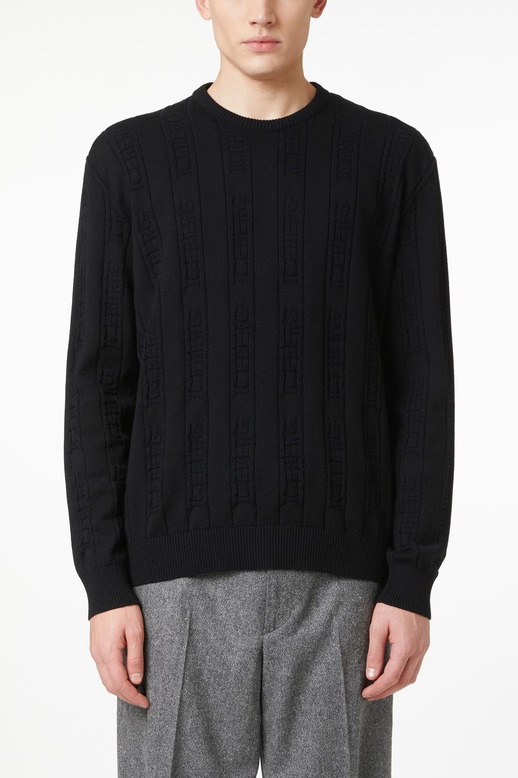 Maglia Iceberg girocollo logata jacquard all-over uomo
