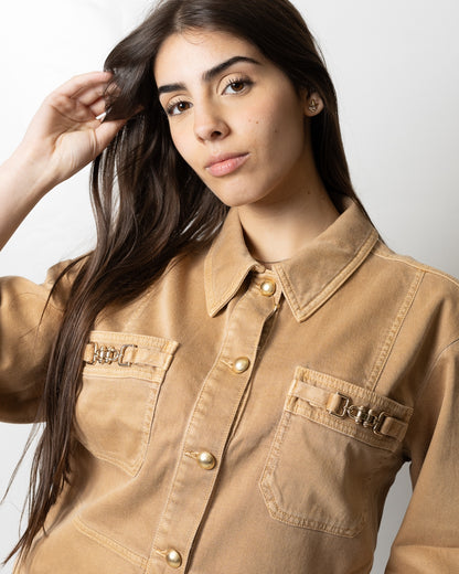 Giubbotto Nenette in jeans cropped donna