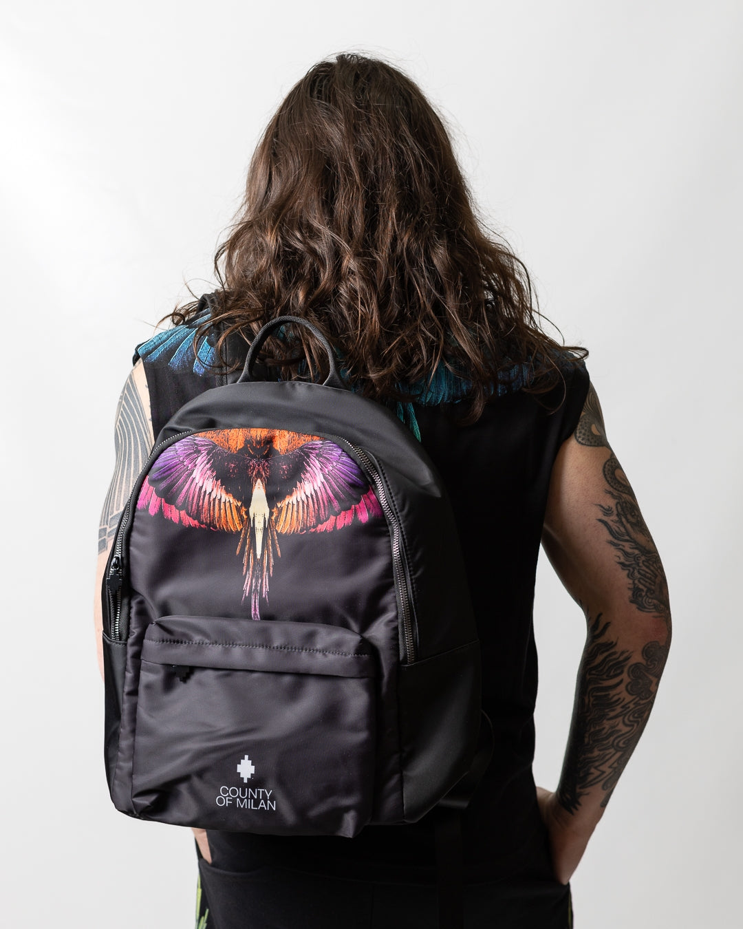 Zaino Marcelo Burlon in nylon "Icon Wings Orange"