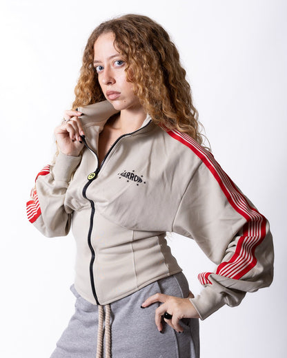 Felpa Barrow full zip effetto bustino con loghi stampati