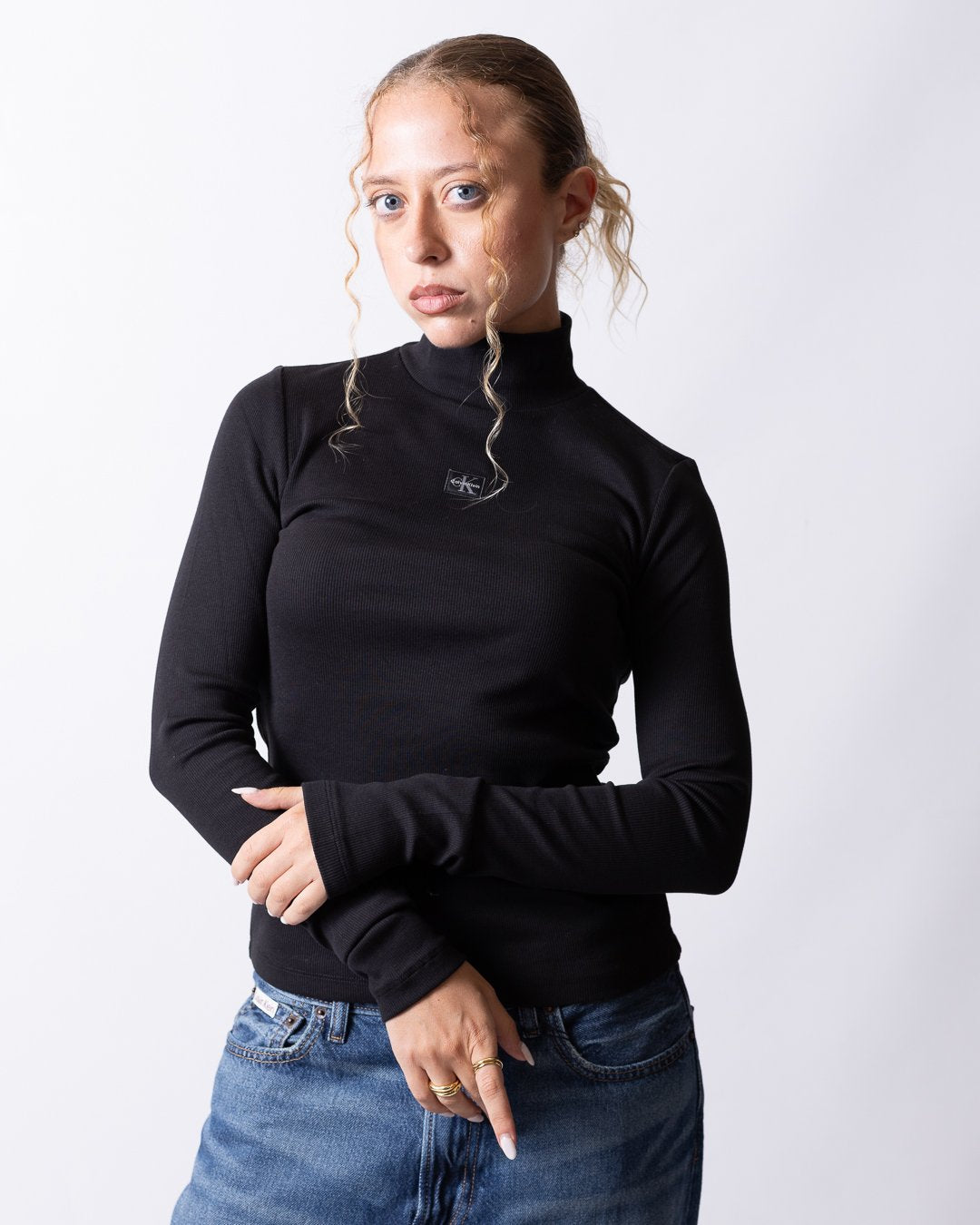 Maglia Calvin Klein lupetto in costina donna