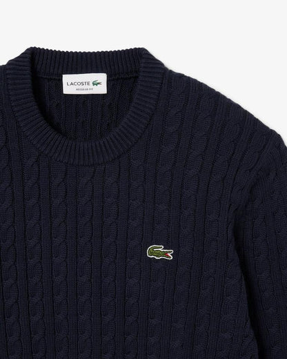 Maglia Lacoste girocollo con ricami intrecciati uomo