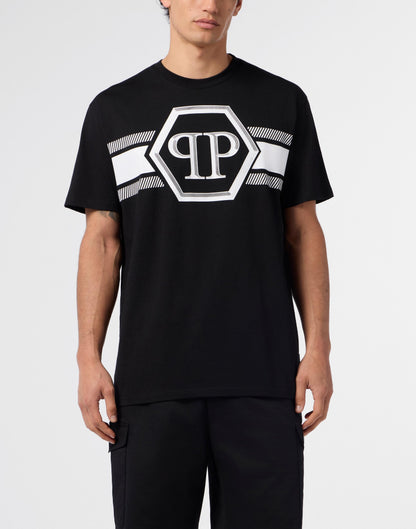 T-Shirt Philipp Plein Hexagon line con logo stampato uomo