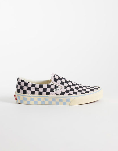 Scarpe Vans Classic Slip-On Checkerboard Pink/Black e Sky Blue